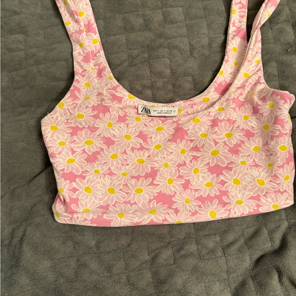 Zara Pink and Yellow Floral Top